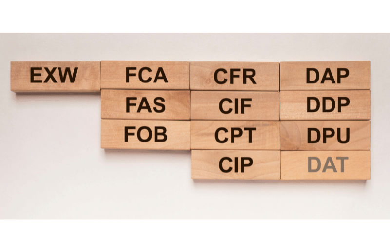 The eleven Incoterms 2020 rules, with the retired DAT greyed out