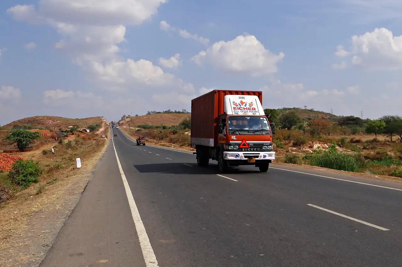 A lorry on a highway in India