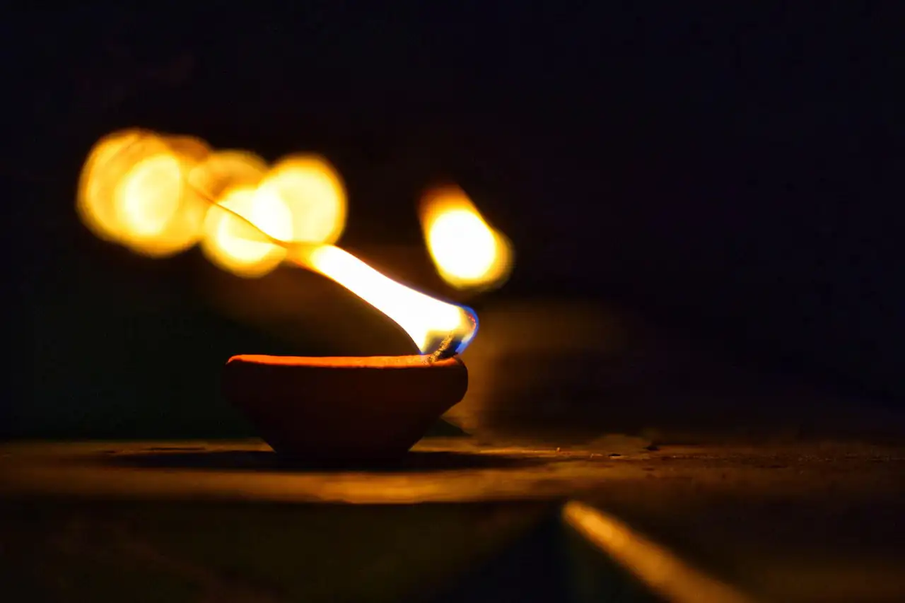 Oil lamps lit for Diwali