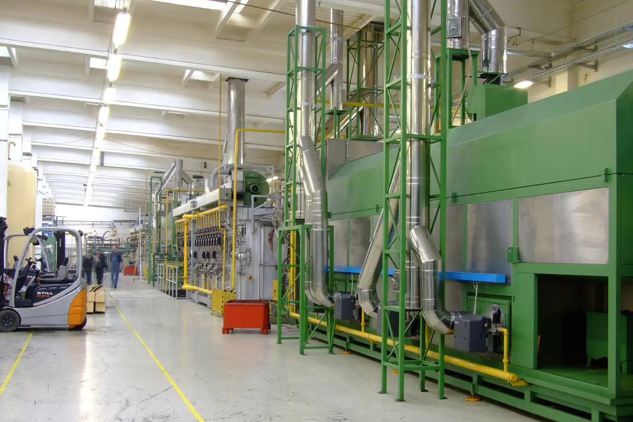 Machinery on a clean factory floor