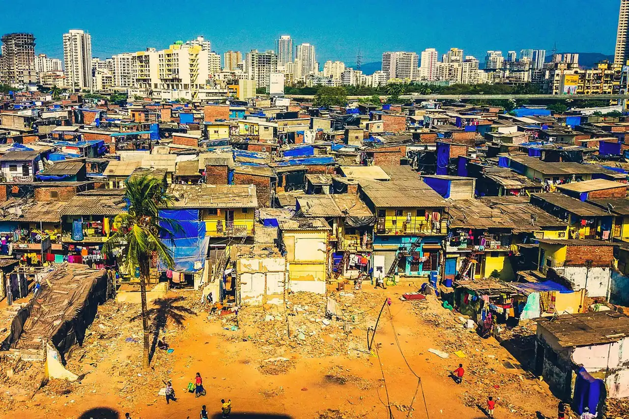 A dense Indian city of low-rise homes