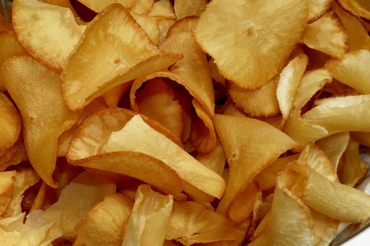 A pile of fried chips