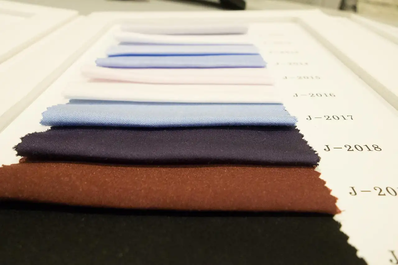 Fabric swatches laid out for approval