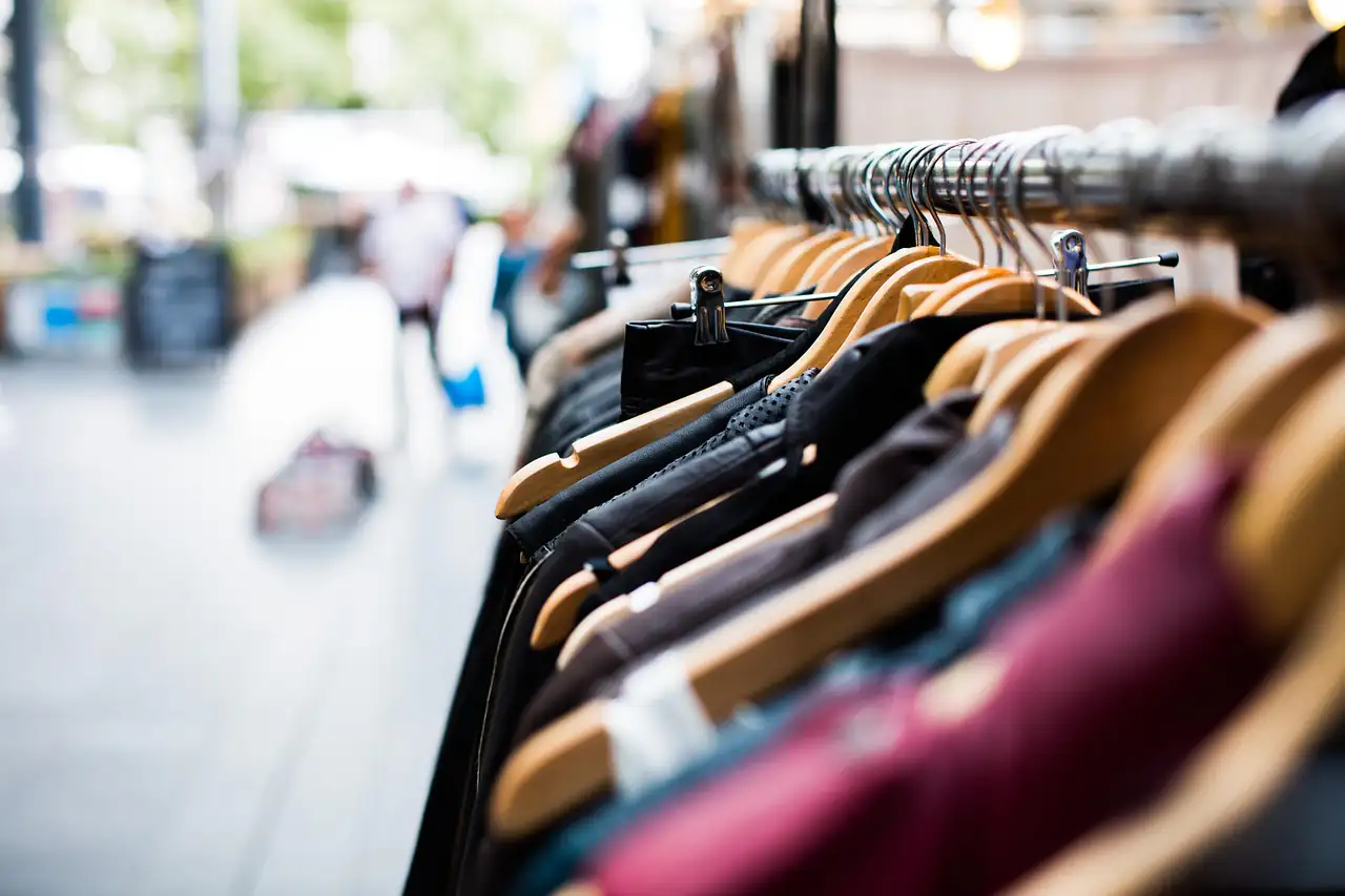 Clothes on a shop rail