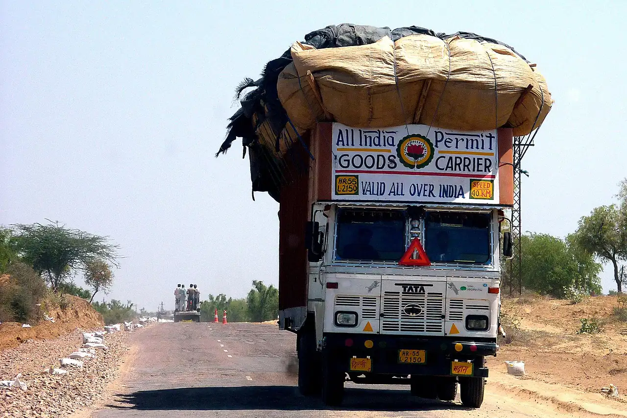 A loaded lorry on an Indian highway