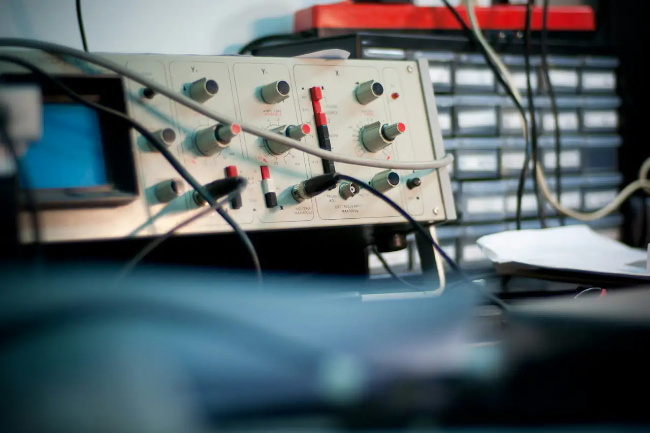 Electronic test equipment on a laboratory bench