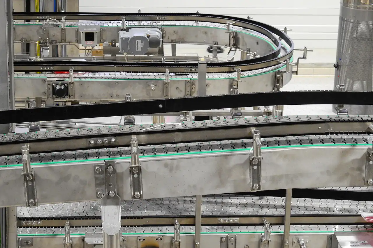 Conveyors on an empty food packaging line