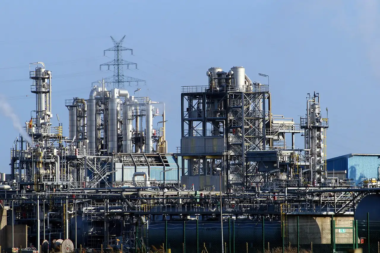 Pipework and towers of a processing plant