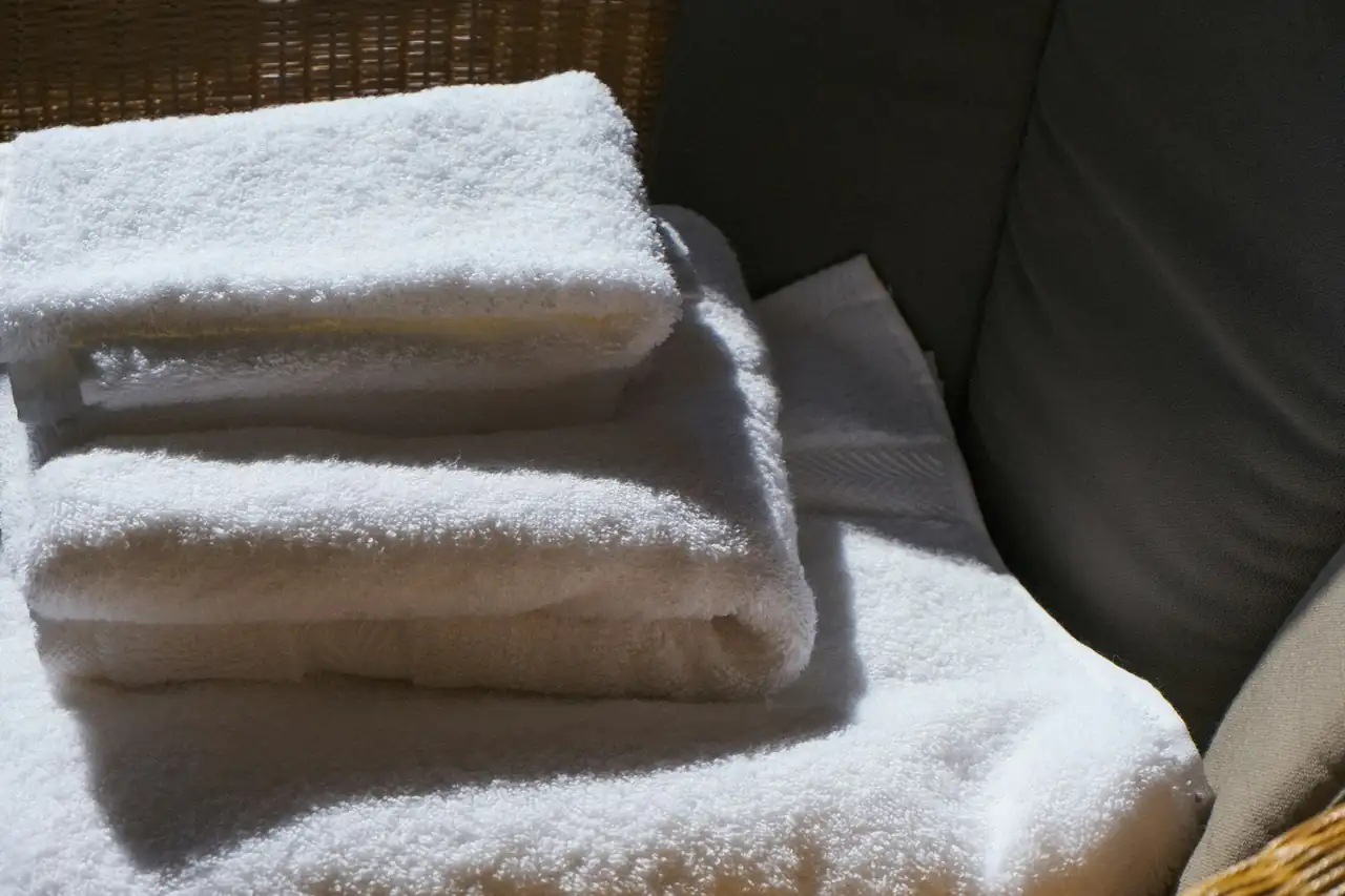 Folded white towels