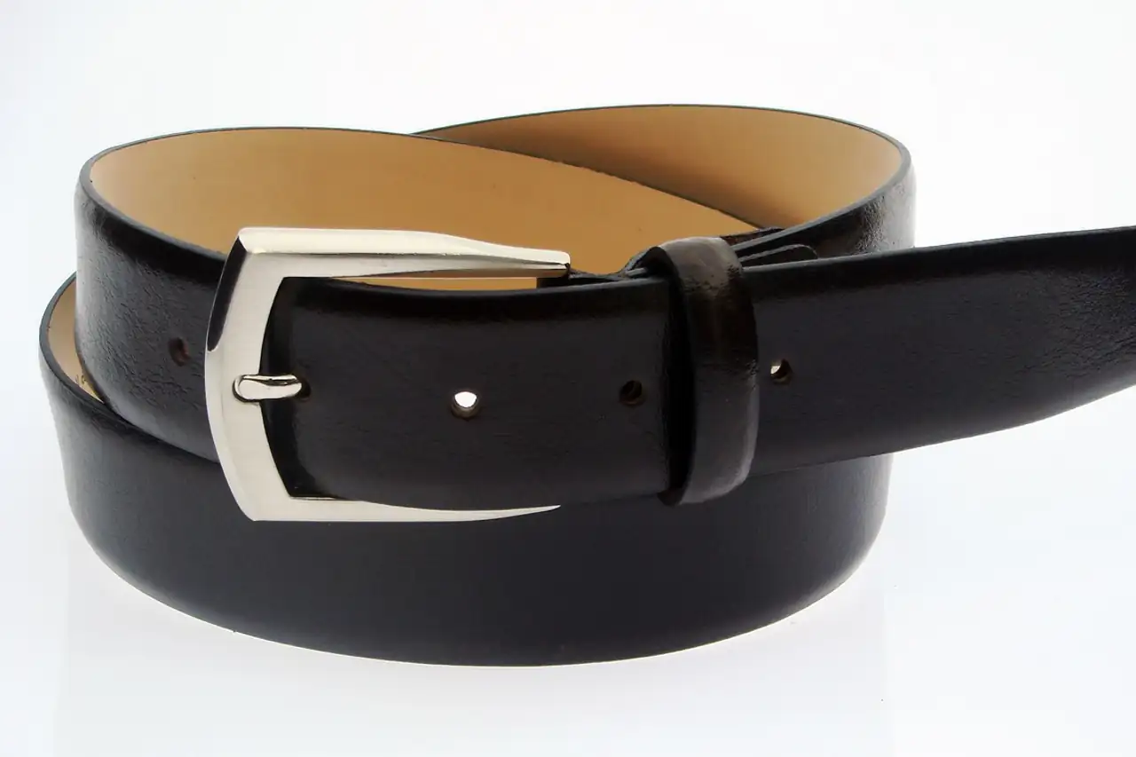A black leather belt