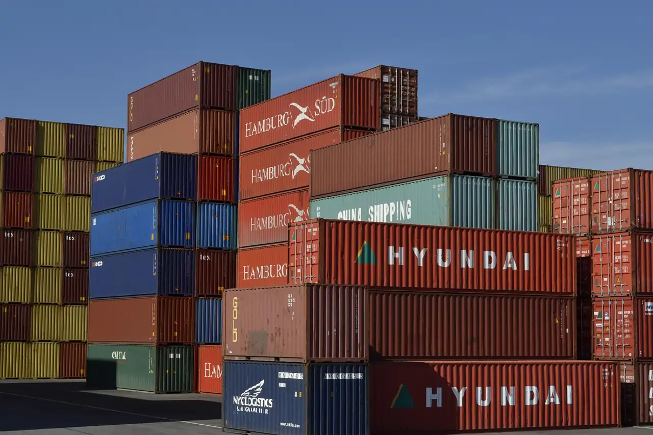 Stacked shipping containers