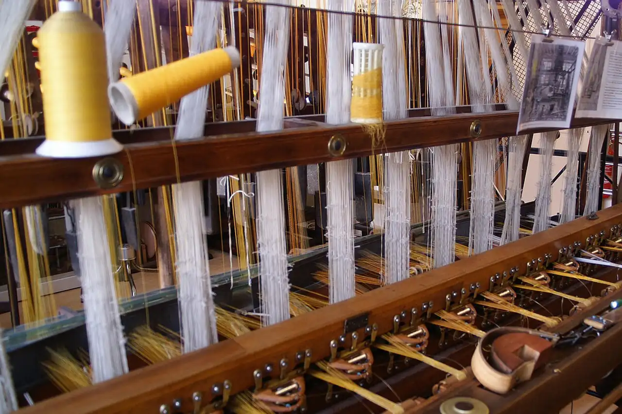 Bobbins on a textile loom