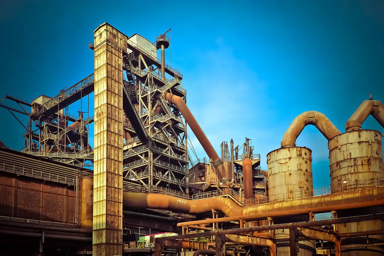 Blast furnace structures at a steelworks