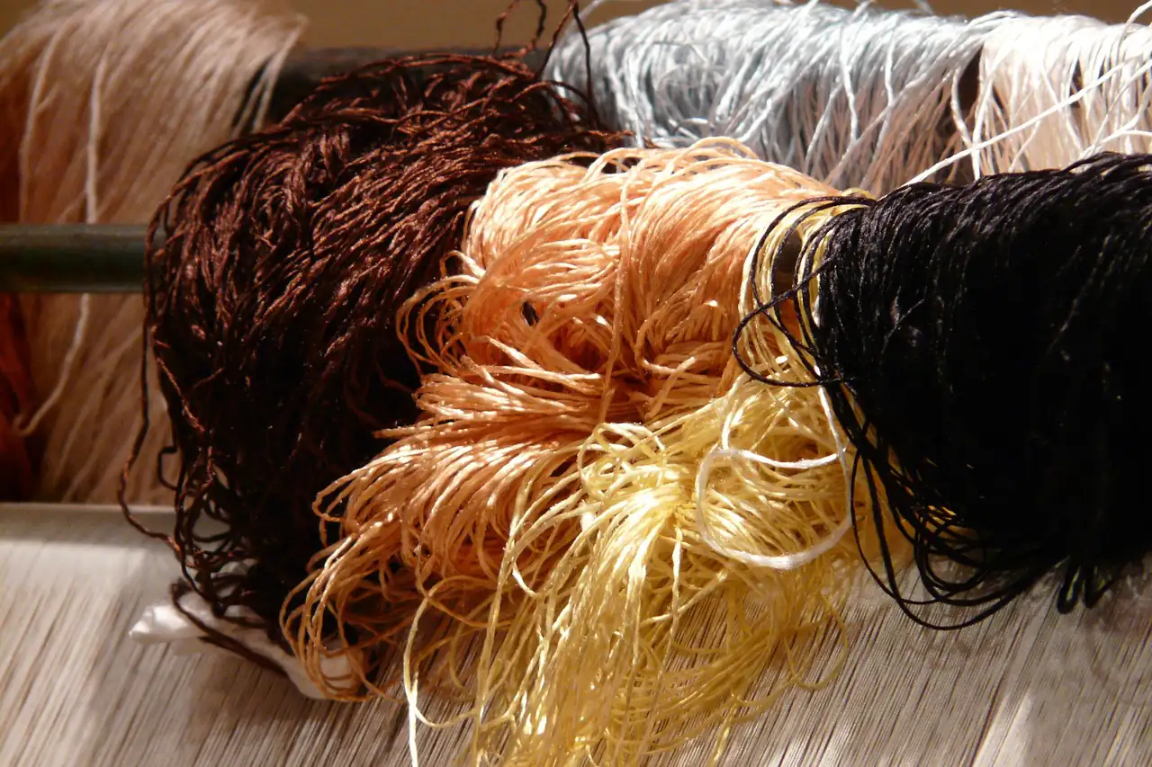 Hanks of silk yarn