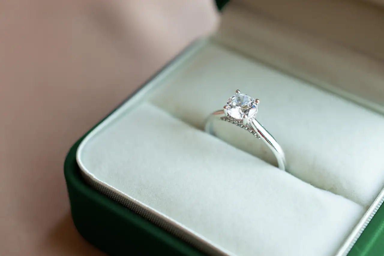 A diamond ring in its box