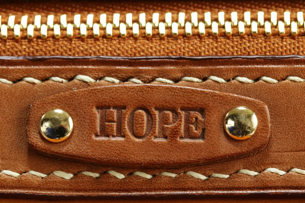 Stitching on a leather bag panel