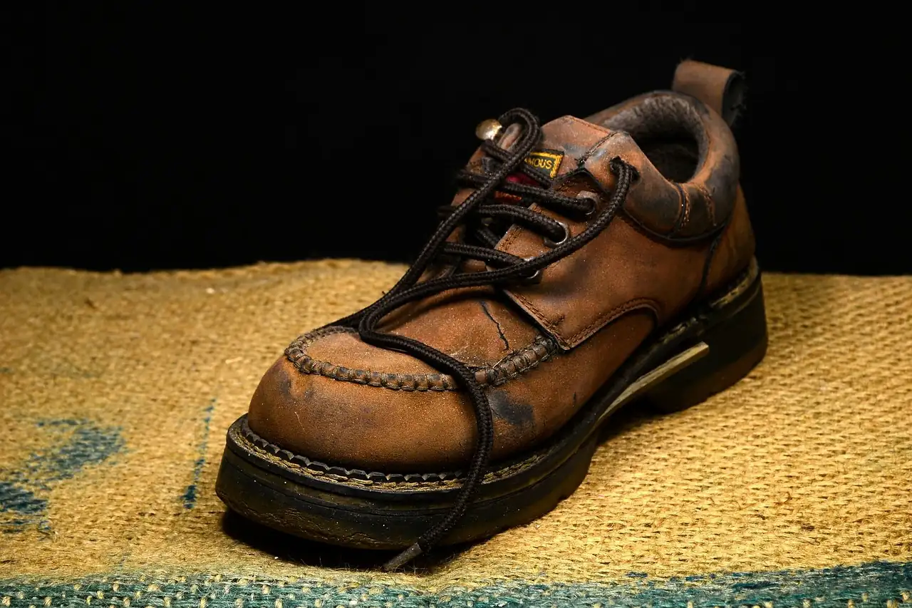 A stitched leather shoe