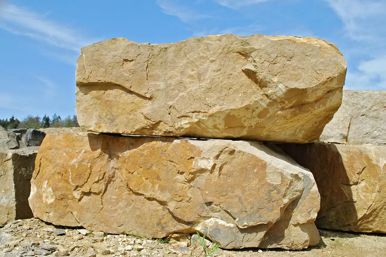 Rough-cut sandstone blocks