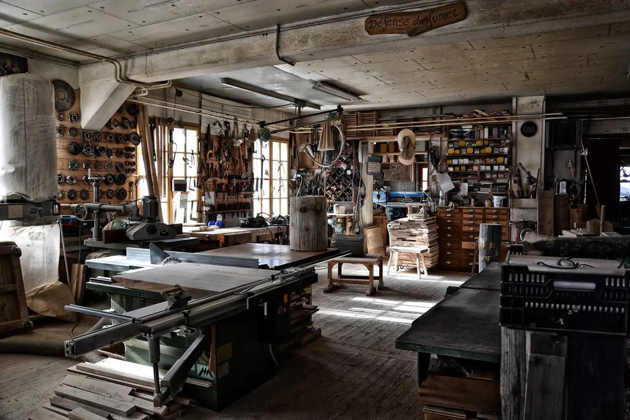 Inside a woodworking workshop