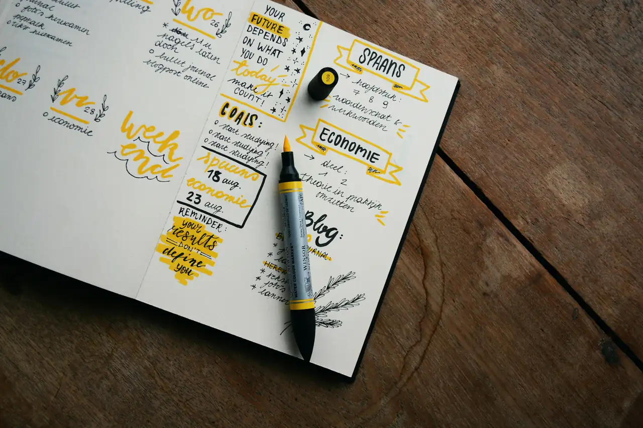 Handwritten planning notes on a desk
