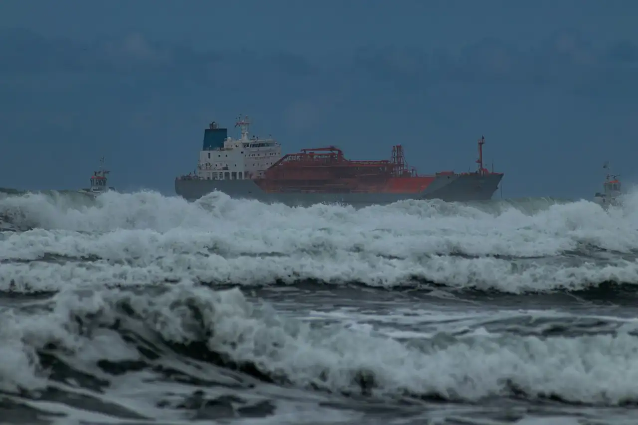 A ship in rough seas