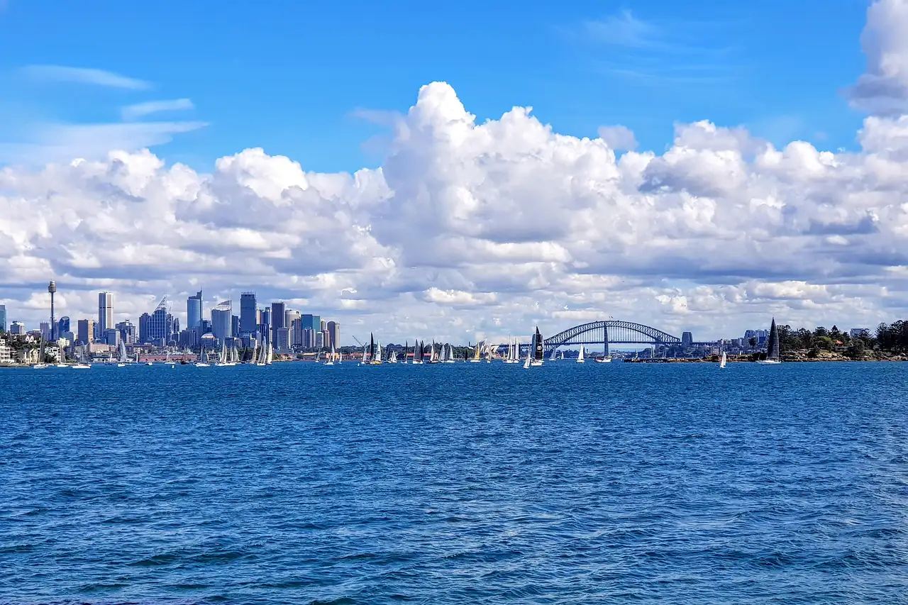 The Sydney skyline across the harbour