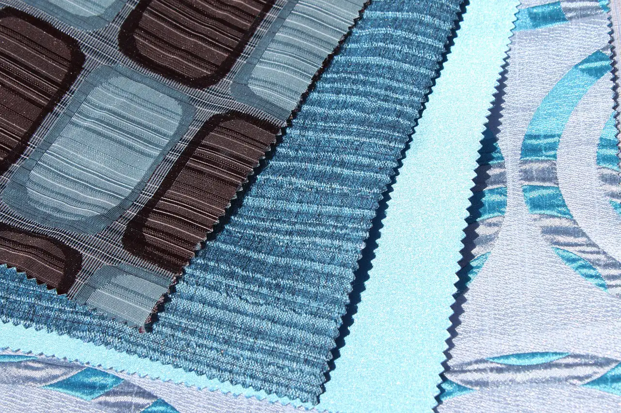 Fabric samples laid out side by side