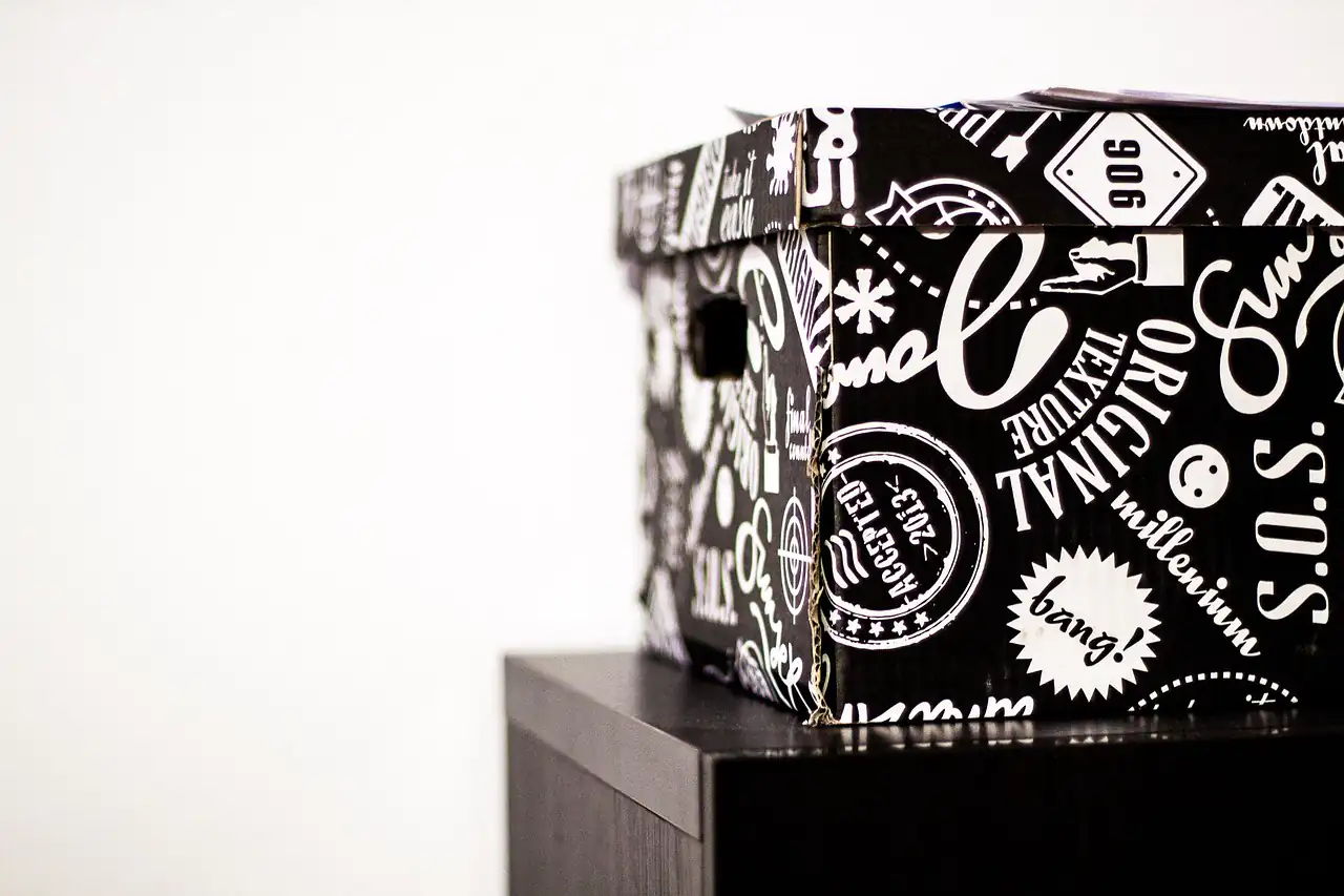 A printed branded box