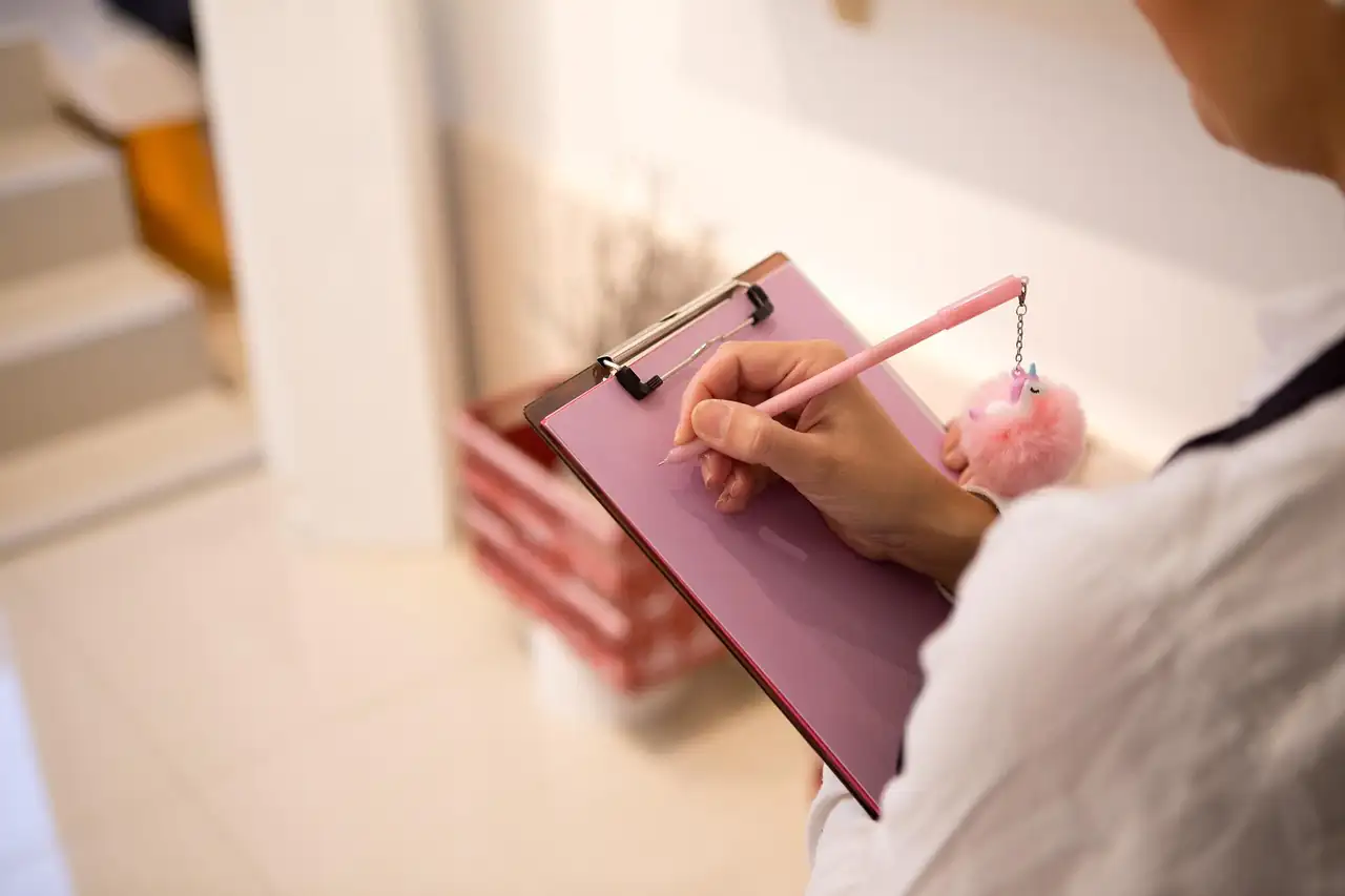 An inspector writing notes on a clipboard