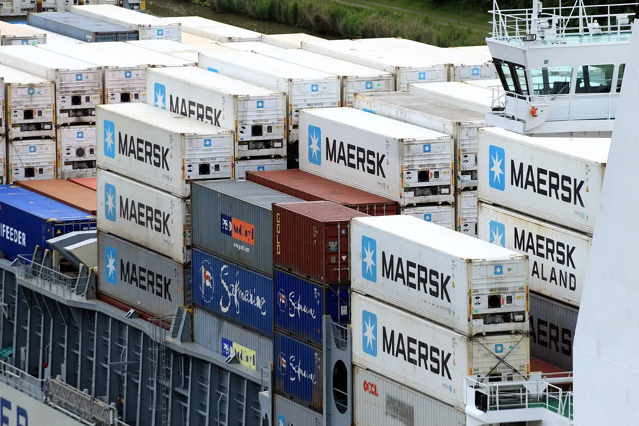 Refrigerated containers stacked on a ship