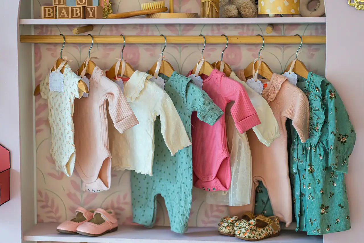 Children's clothes on hangers