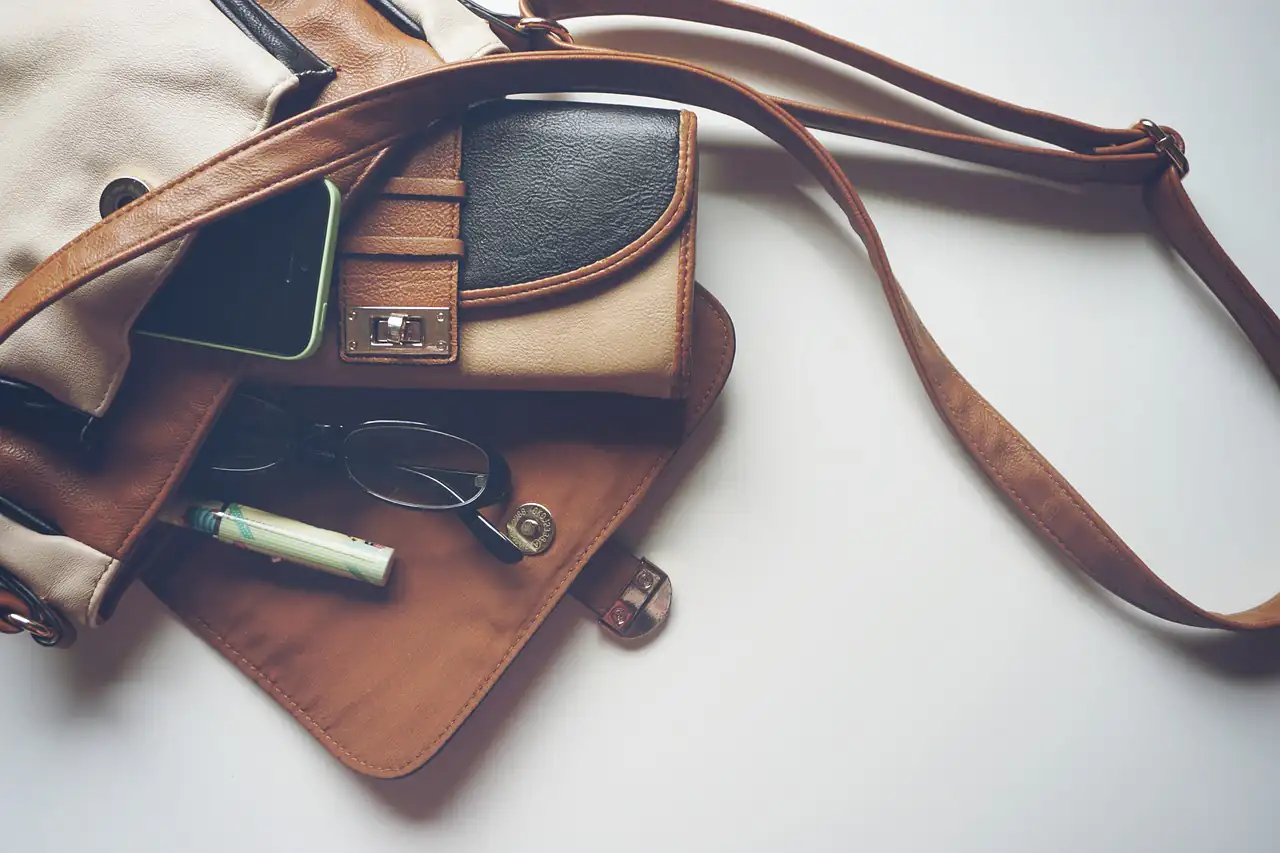 A leather shoulder bag