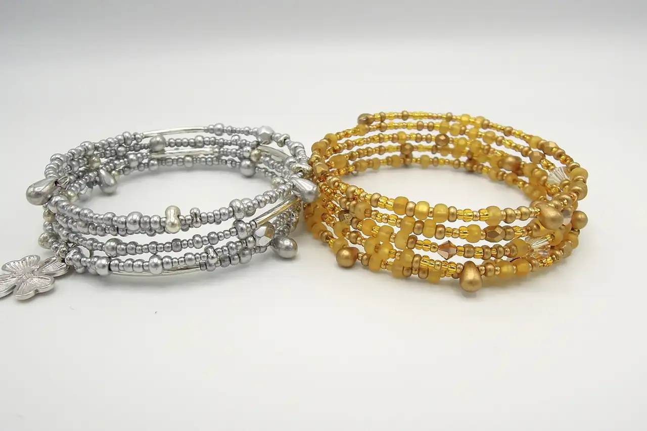 Silver and gold beaded bracelets