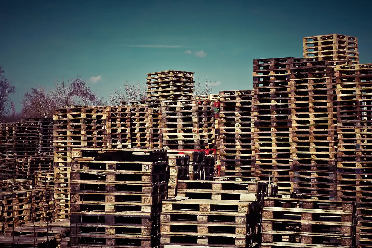 Stacks of wooden pallets