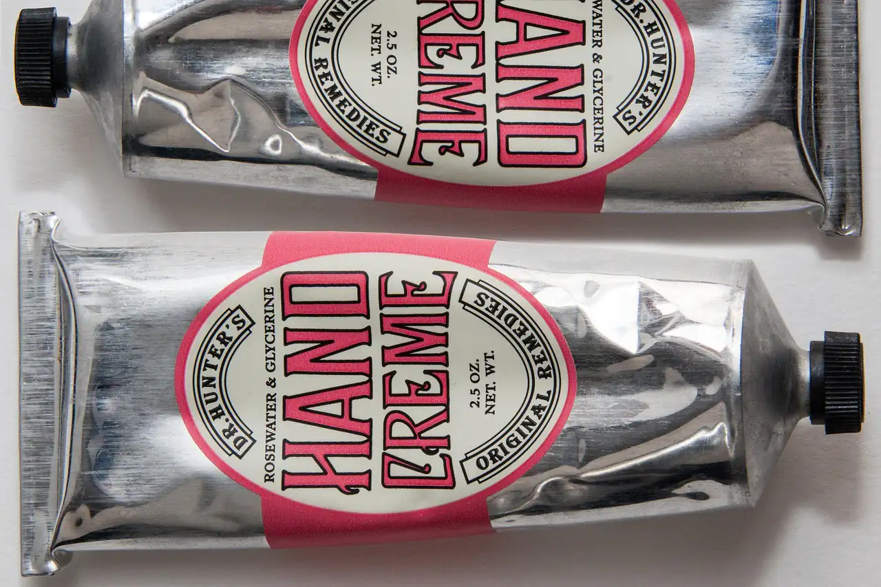 Metal tubes of hand cream