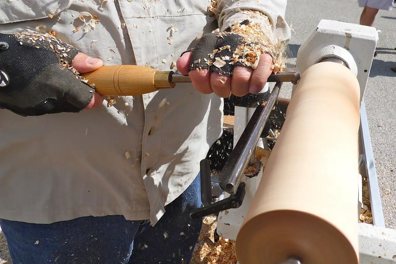 Turning wood on a lathe